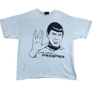 Steve & Barrys Star Trek Spock Live Long and Prosper T Shirt Mens XL Light Blue